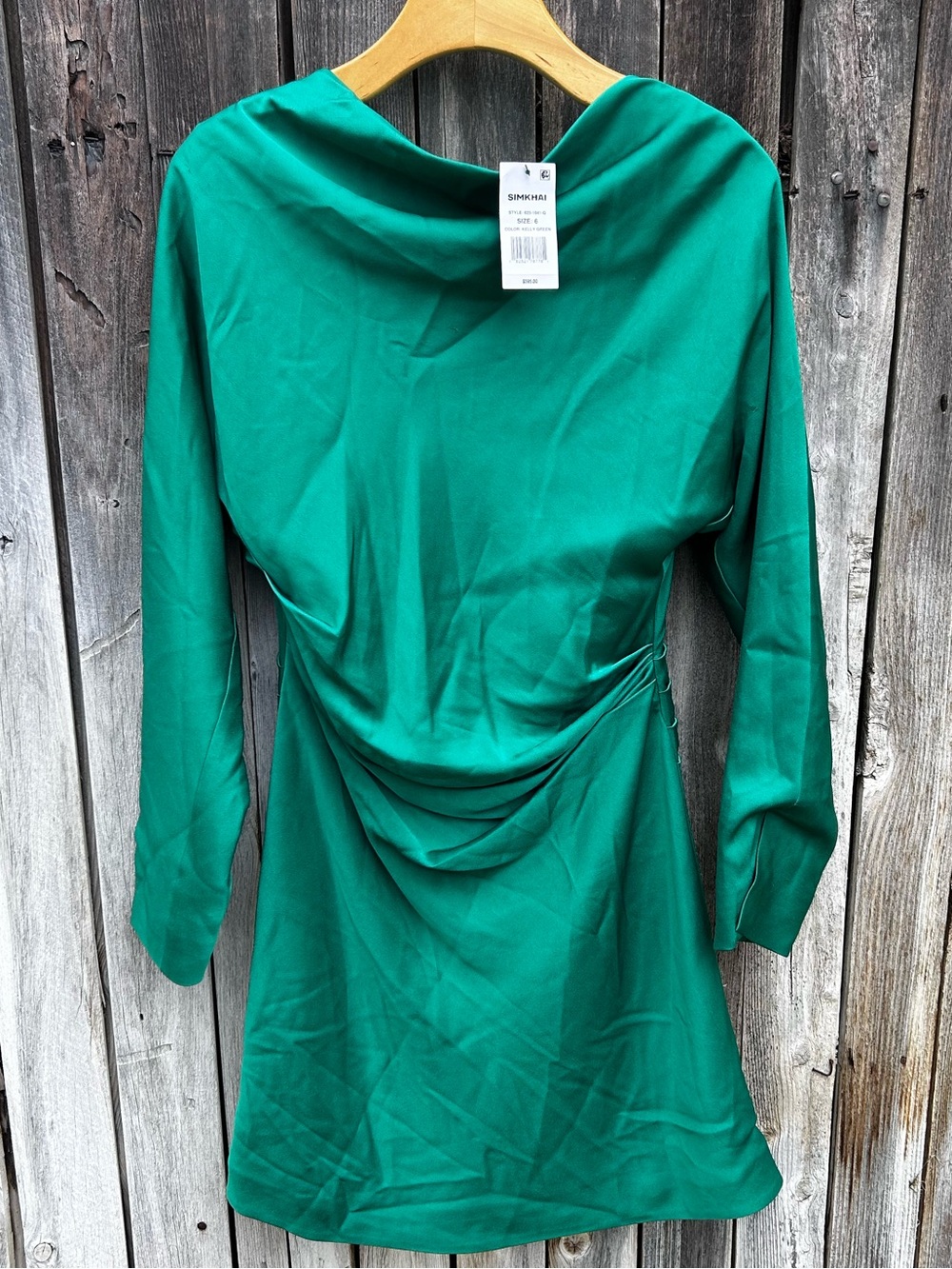 NWT Simkhai Harpor Satin Mini Dress Kelly Green 6 - Picture 16 of 16